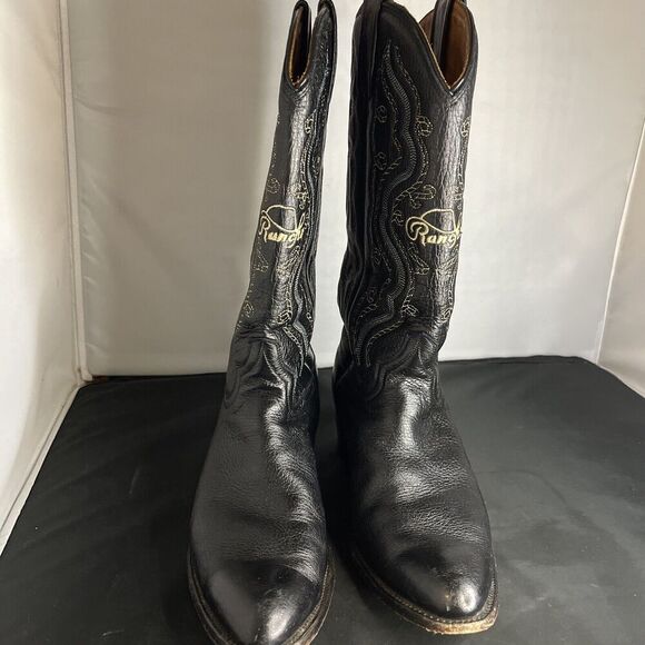 Rancho Other - Rancho Mens Black Leather Western Boots Size US 8 EE Made In Mexico CM 27 EE